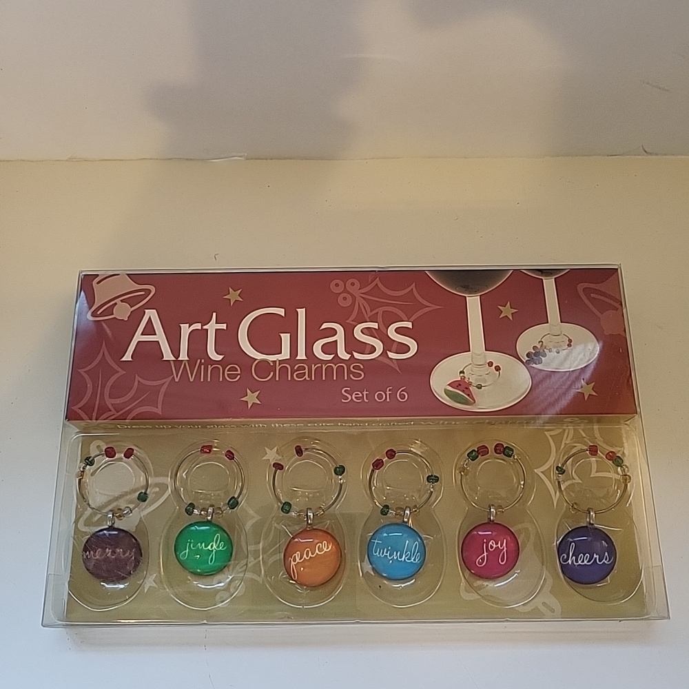 Art Glass Wine Charms Set of 6
